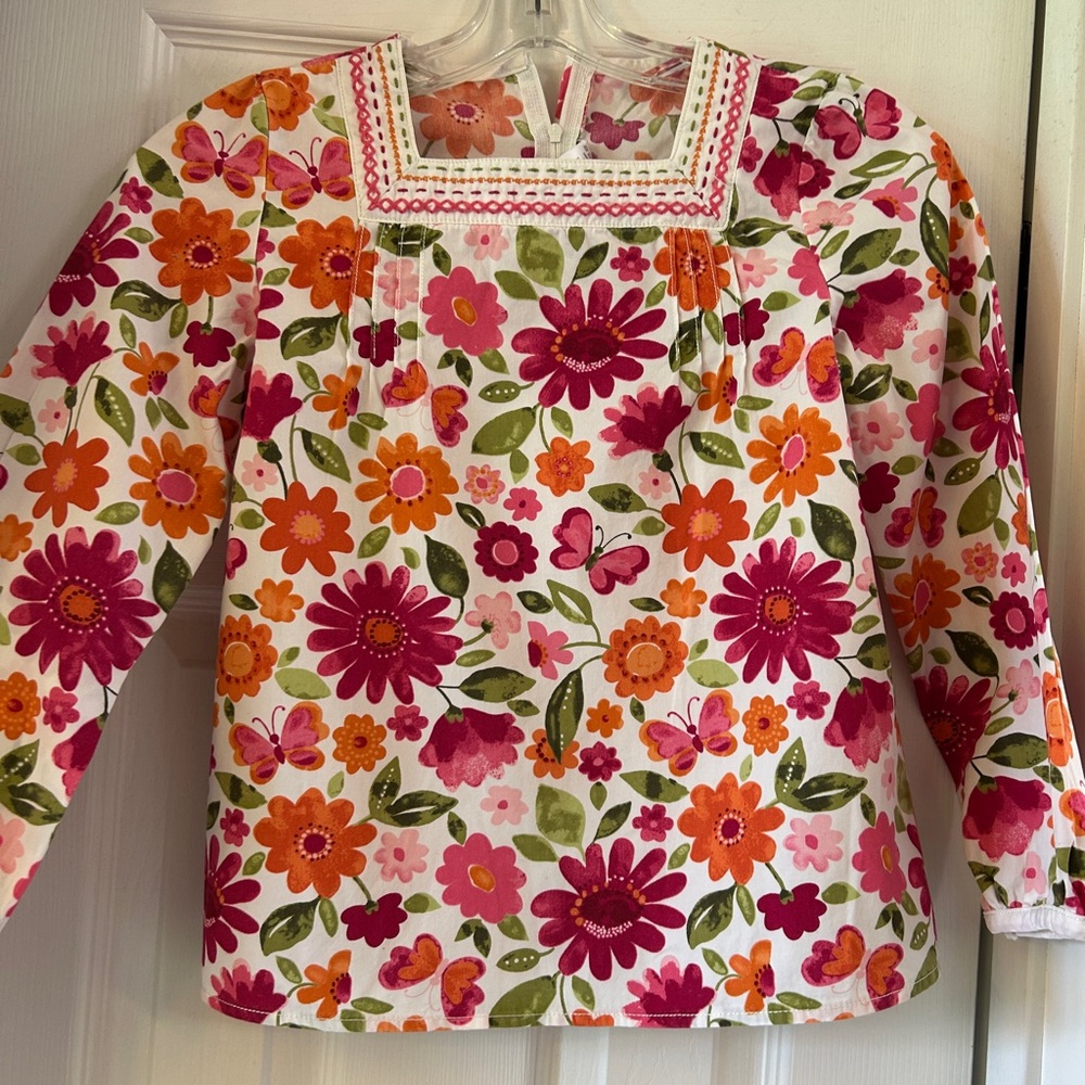 Gymboree Floral Top with Pink and Orange Accents